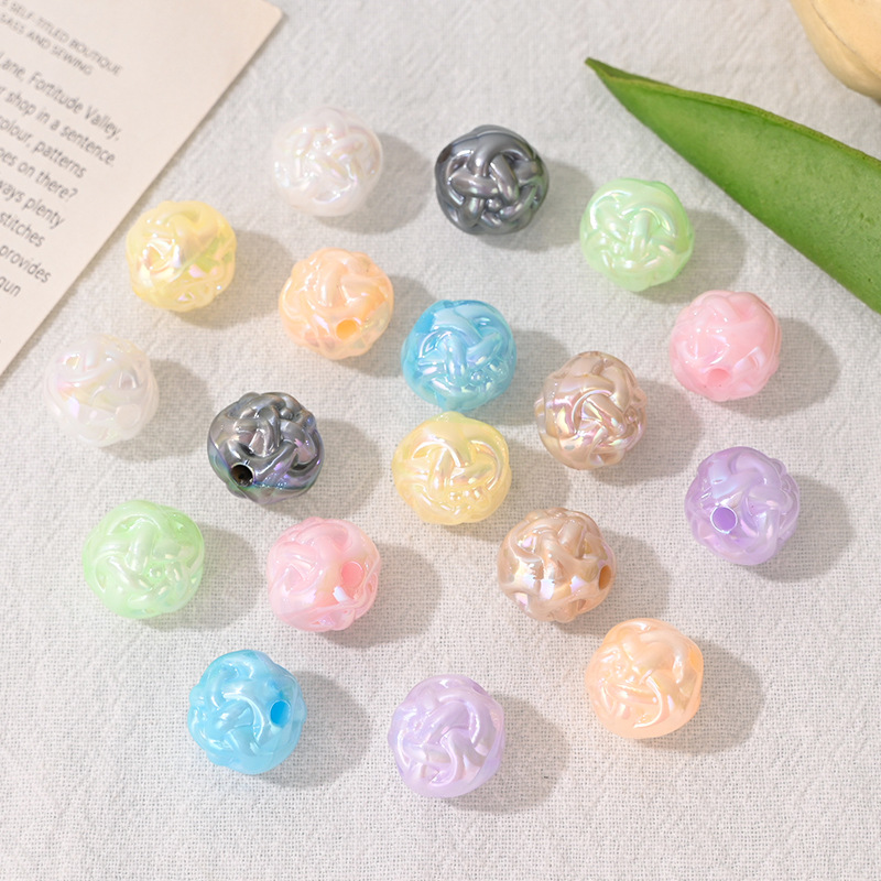 Phone Accessories Beads - 10Pcs Acrylic Yarn Ball Beads, Through