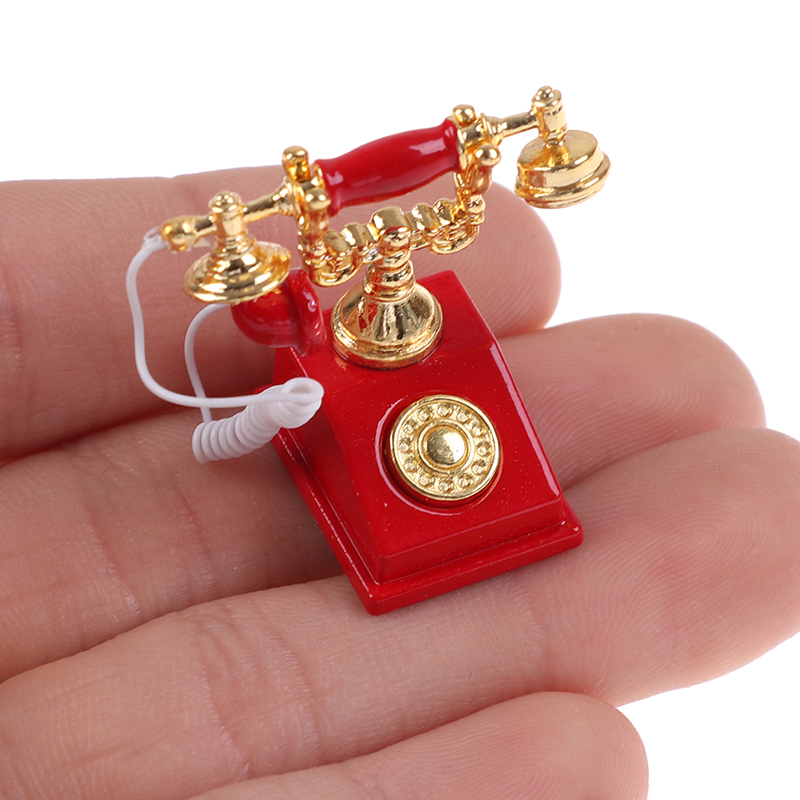 Phone Accessories Europe - 1Pc 1:12 Dollhouse Miniature Vintage Telephone